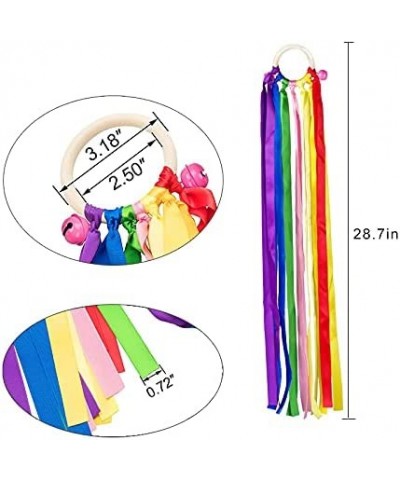 2pcs Rainbow Hand Kites with Bells Dancing Ribbon Streamer Wand Toy for Kids Play in Party Holiday Celebration Birthday Party...