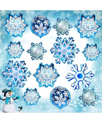 14pcs Snowflake Balloons Snowflake Frozen Balloons for Christmas Winter Wonderland Party Decorations Snowflake Aluminum Foil ...