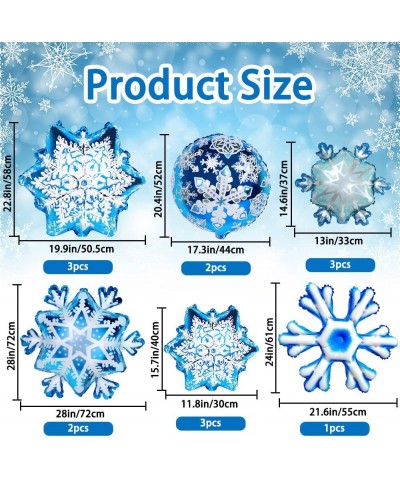 14pcs Snowflake Balloons Snowflake Frozen Balloons for Christmas Winter Wonderland Party Decorations Snowflake Aluminum Foil ...