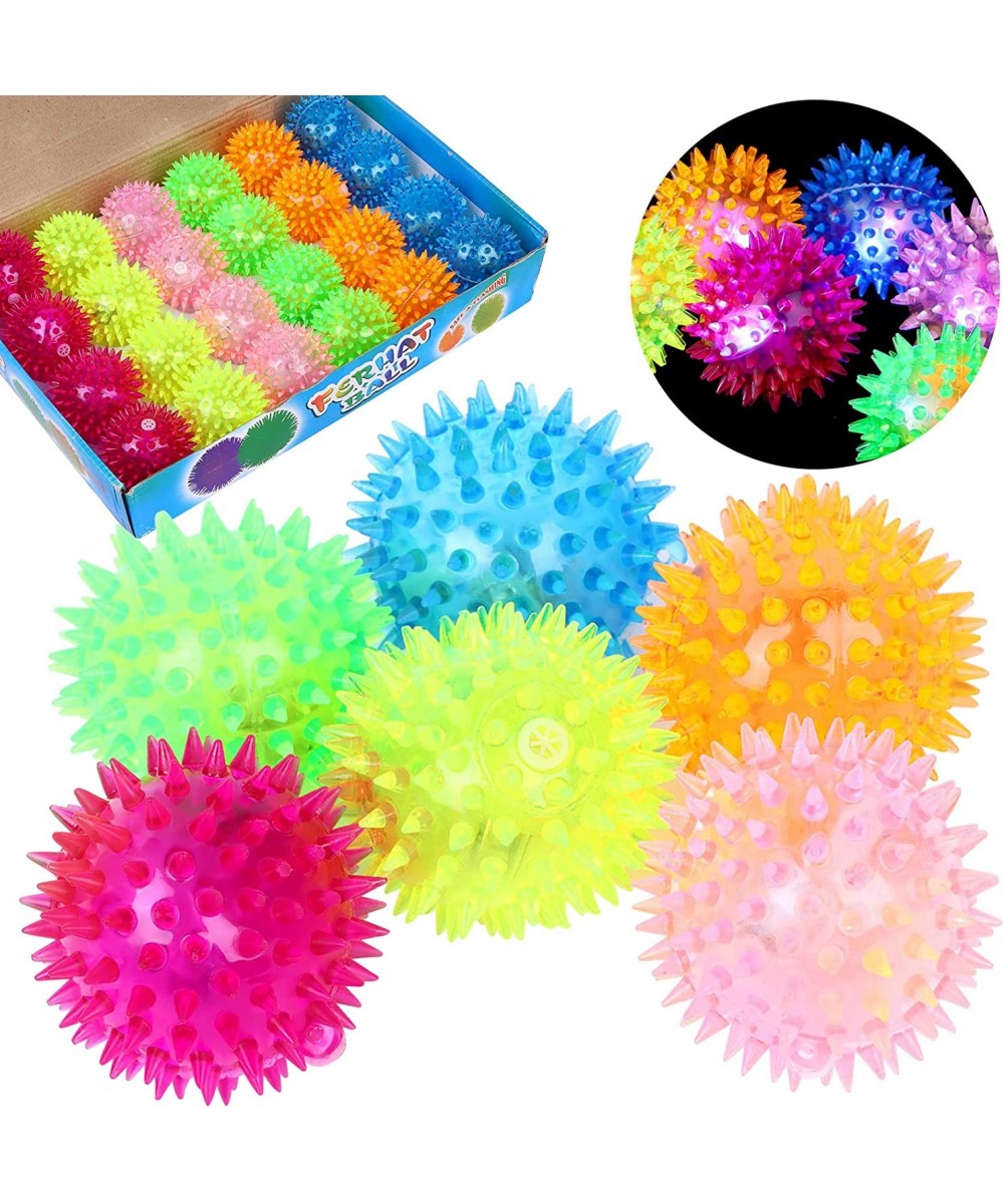 24 Pieces Light Up Bouncy Ball Light up Spike Rubber Ball Sensory Toy Flashing Spiky Sensory Stress Balls for Party Favors St...