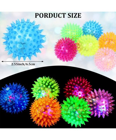 24 Pieces Light Up Bouncy Ball Light up Spike Rubber Ball Sensory Toy Flashing Spiky Sensory Stress Balls for Party Favors St...