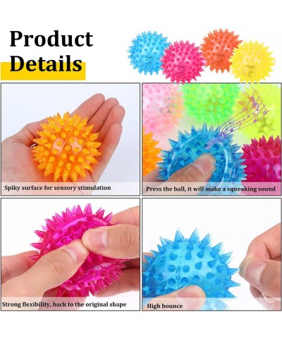 24 Pieces Light Up Bouncy Ball Light up Spike Rubber Ball Sensory Toy Flashing Spiky Sensory Stress Balls for Party Favors St...