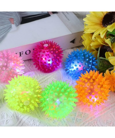 24 Pieces Light Up Bouncy Ball Light up Spike Rubber Ball Sensory Toy Flashing Spiky Sensory Stress Balls for Party Favors St...