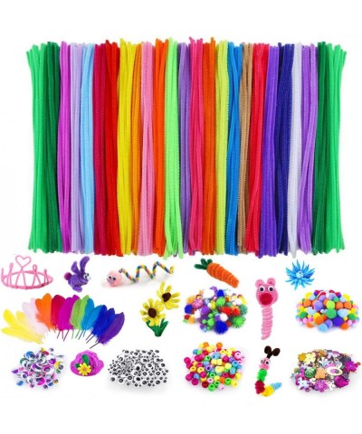 Art and Crafts Supplies - 1000 Pcs Craft Art Supply Kit Pipe Cleaners Pompoms Sequins Pony Beads Colorful Feather Google Eyes...