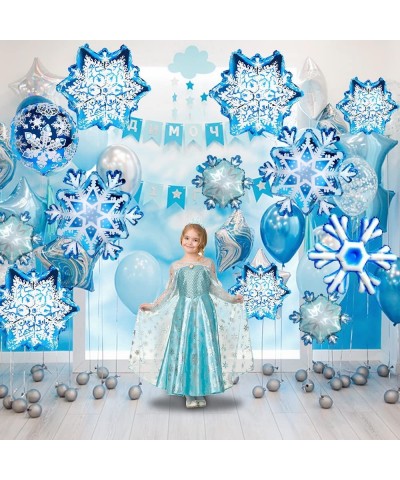 14pcs Snowflake Balloons Snowflake Frozen Balloons for Christmas Winter Wonderland Party Decorations Snowflake Aluminum Foil ...