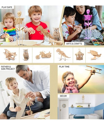 3D Puzzle Human Skeleton Wood Craft Construction Model Kit Fun & Educational DIY Wooden Toy Assemble Model Unfinished Craftin...