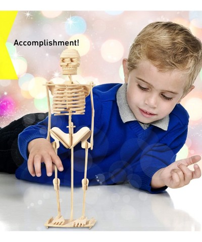 3D Puzzle Human Skeleton Wood Craft Construction Model Kit Fun & Educational DIY Wooden Toy Assemble Model Unfinished Craftin...