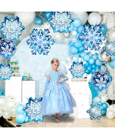 14pcs Snowflake Balloons Snowflake Frozen Balloons for Christmas Winter Wonderland Party Decorations Snowflake Aluminum Foil ...