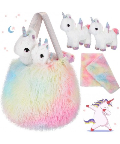 4 Pieces Unicorn Toys for Girls Plush Stuffed Unicorn Toys XL Furry Bag and Doll Blanket Adorable Plush Stuffed Animal Toy fo...