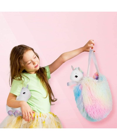 4 Pieces Unicorn Toys for Girls Plush Stuffed Unicorn Toys XL Furry Bag and Doll Blanket Adorable Plush Stuffed Animal Toy fo...