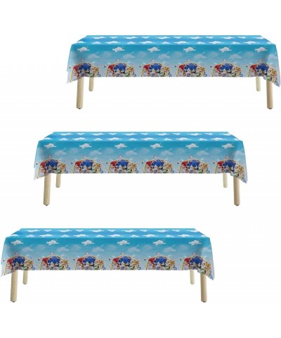 3pcs Blue Cloud Tablecloths 86x52 inches for Cartoon Blue Hedgehog Party Tablecloth Decorations Kids Happy Birthday Game Vide...