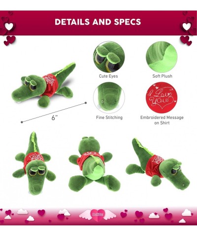 I LOVE YOU Sparkling Big Eye Alligator Plush- Cute Stuffed Animal with Red Shirt And With Name Personalization For Valentine ...