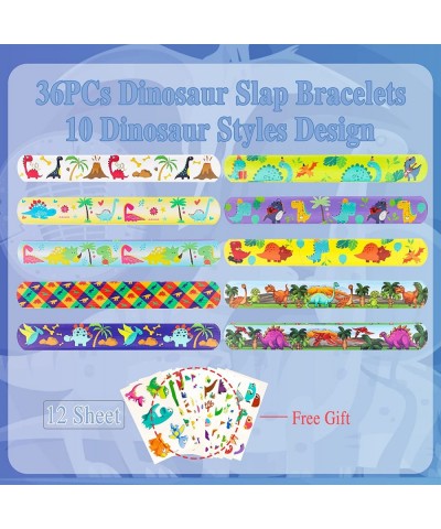 36Pcs Dinosaur Slap Bracelets for Kids Party Favors Pack Dinosaur Toys with Variety Design Dinosaur Party Supplies Snap Band ...