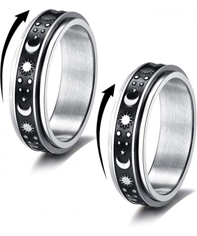 Stainless Steel Spinner Rings for Anxiety Moon Star Rings for Women Fidget Band Rings Relieving Anxiety Rings for Teen Girls ...