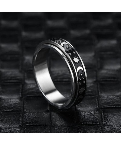 Stainless Steel Spinner Rings for Anxiety Moon Star Rings for Women Fidget Band Rings Relieving Anxiety Rings for Teen Girls ...