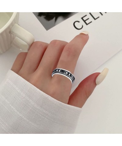 Stainless Steel Spinner Rings for Anxiety Moon Star Rings for Women Fidget Band Rings Relieving Anxiety Rings for Teen Girls ...