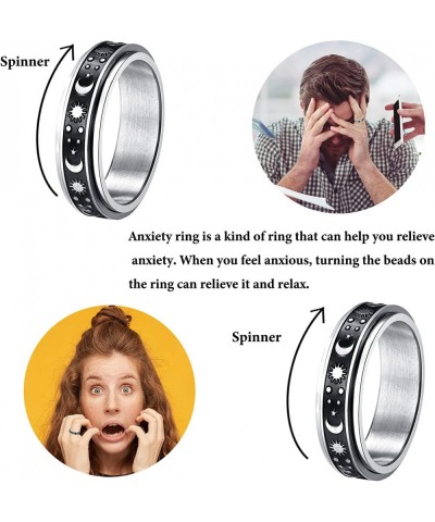 Stainless Steel Spinner Rings for Anxiety Moon Star Rings for Women Fidget Band Rings Relieving Anxiety Rings for Teen Girls ...