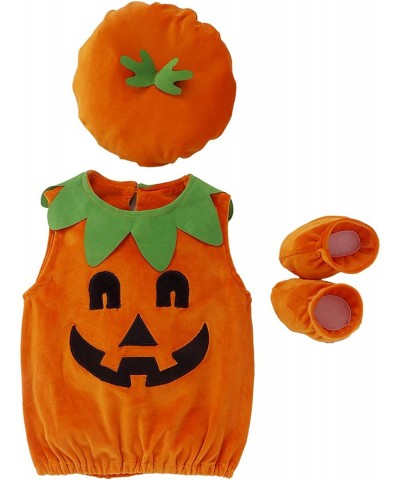 Newborn Toddler Baby Girl Boy Halloween Pumpkin Costumes Sleeveless Romper Jumpsuit with Hat Cute Halloween Outfits $39.90 Ki...