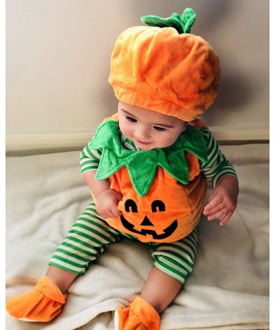 Newborn Toddler Baby Girl Boy Halloween Pumpkin Costumes Sleeveless Romper Jumpsuit with Hat Cute Halloween Outfits $39.90 Ki...