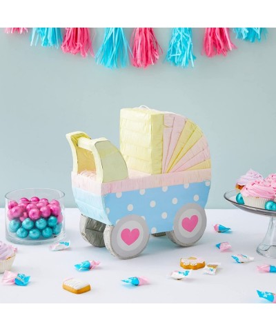 Small Baby Carriage Gender Reveal Pinata Pastel Baby Shower Decorations (11.5 x 12.25 x 5 In) $40.26 Piñatas