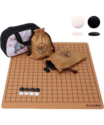 Go Set with Reversible 19x19 / 13x13 Portable Travel Go Game Set Roll-up and Foldable Artificial Leather Board with 361 Singl...