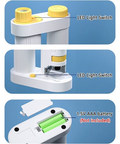 Microscope for Kids LED Beginner Microscope Science Kit Kids Toys Microscope 80x-160x with Slides. Pocket Microscope Kit for ...