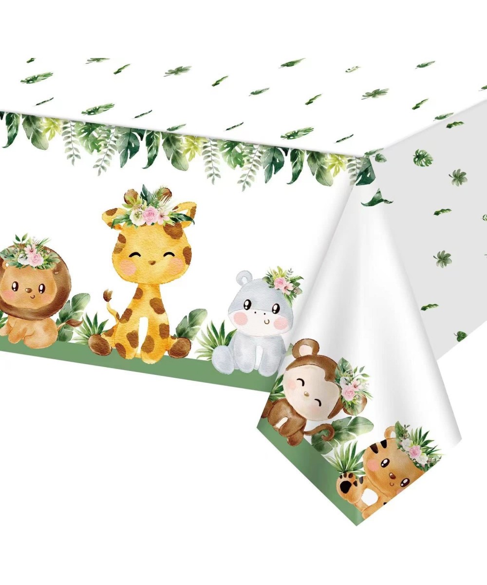 3 Pack Jungle Safari Tablecloth Safari Jungle Baby Shower Plastic Tablecover for Kids Birthday Baby Shower Table Decorations ...