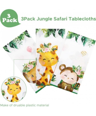 3 Pack Jungle Safari Tablecloth Safari Jungle Baby Shower Plastic Tablecover for Kids Birthday Baby Shower Table Decorations ...