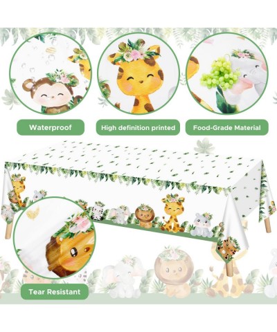 3 Pack Jungle Safari Tablecloth Safari Jungle Baby Shower Plastic Tablecover for Kids Birthday Baby Shower Table Decorations ...