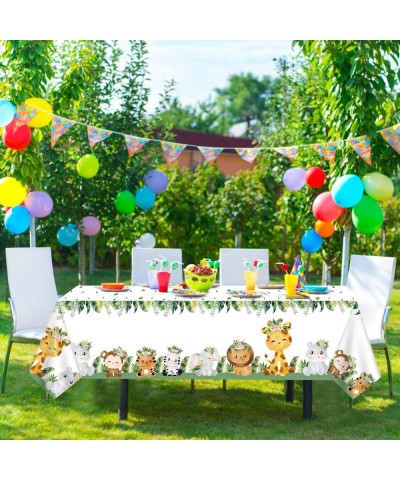 3 Pack Jungle Safari Tablecloth Safari Jungle Baby Shower Plastic Tablecover for Kids Birthday Baby Shower Table Decorations ...