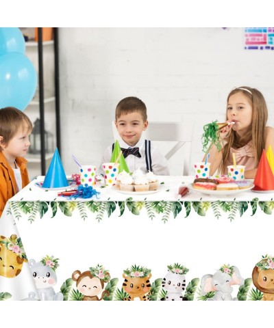 3 Pack Jungle Safari Tablecloth Safari Jungle Baby Shower Plastic Tablecover for Kids Birthday Baby Shower Table Decorations ...