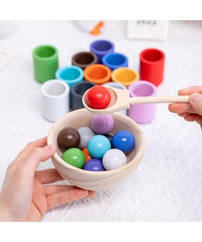 Wooden Rainbow Balls in Cups Montessori Toy Fine Motor Early Education Toys Preschool Learning Material Educational Counting ...