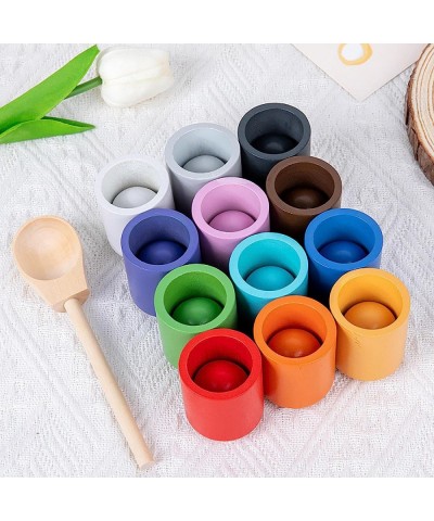 Wooden Rainbow Balls in Cups Montessori Toy Fine Motor Early Education Toys Preschool Learning Material Educational Counting ...