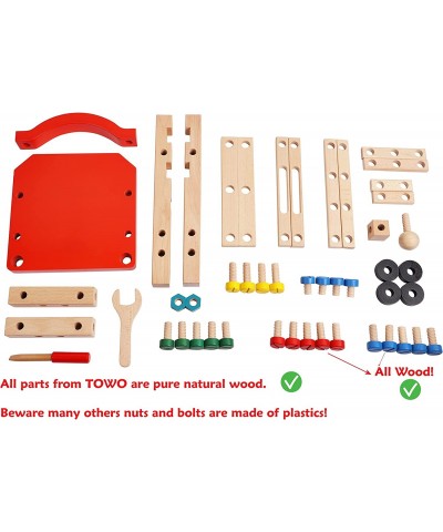 Wooden Nuts and Bolts Set - Construction Work Bench Chair - Wooden Construction Kits for Kids - Wooden Toys for 4 Years Old -...