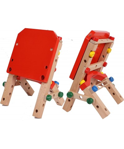 Wooden Nuts and Bolts Set - Construction Work Bench Chair - Wooden Construction Kits for Kids - Wooden Toys for 4 Years Old -...