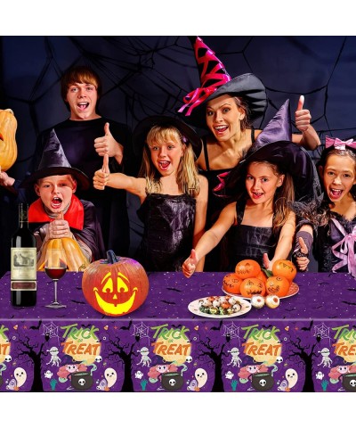 Halloween Party Tablecloth 3 Pack Plastic Disposable Table Cover Waterproof Table Cloth Bats Witches Table Decoration for Hal...