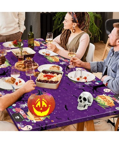 Halloween Party Tablecloth 3 Pack Plastic Disposable Table Cover Waterproof Table Cloth Bats Witches Table Decoration for Hal...