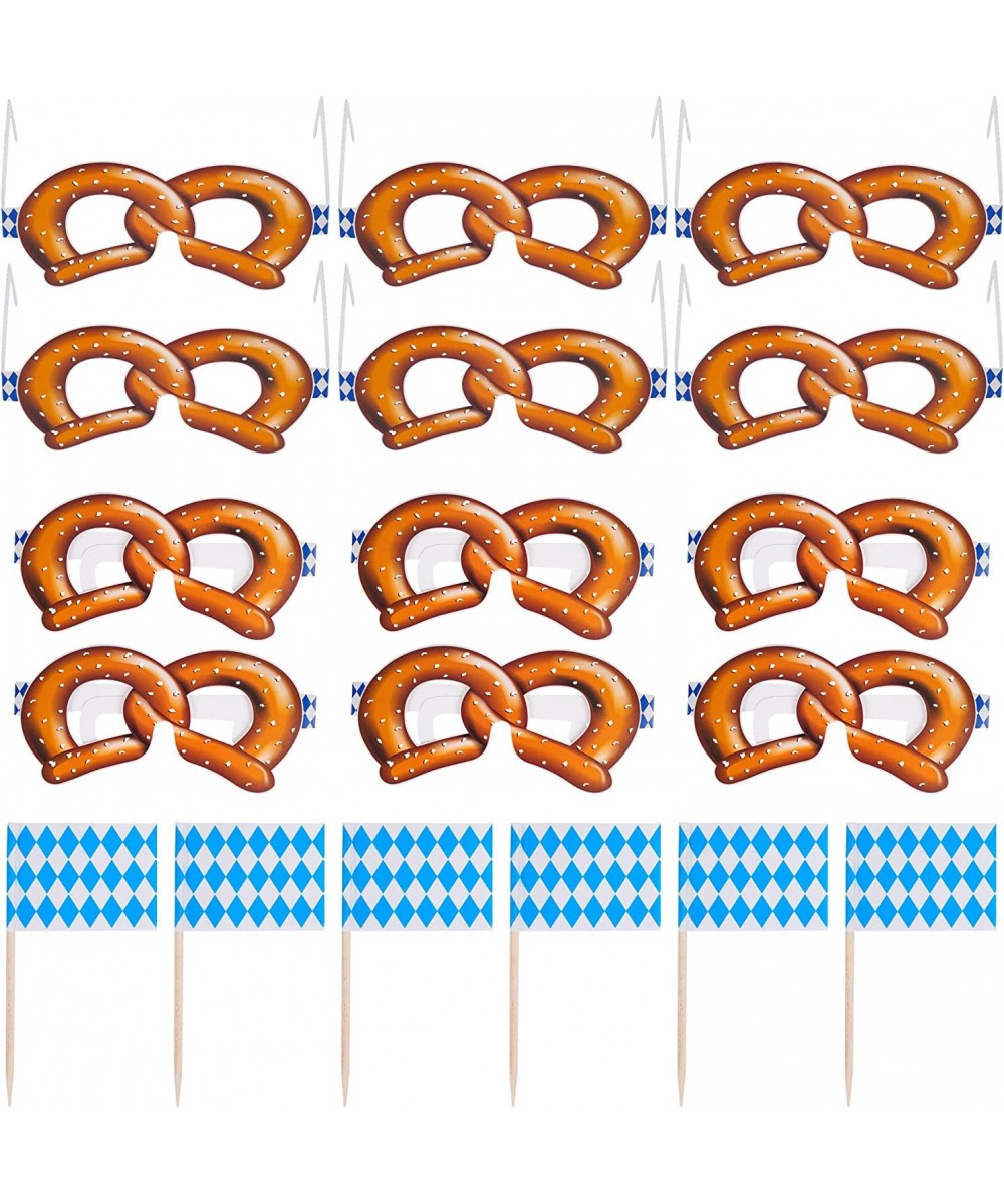 86 Pieces Oktoberfest Eyeglasses Pretzel Glasses Bavarian Toothpick Flags for Oktoberfest Decorations Beer Festival Party Sup...