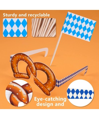 86 Pieces Oktoberfest Eyeglasses Pretzel Glasses Bavarian Toothpick Flags for Oktoberfest Decorations Beer Festival Party Sup...