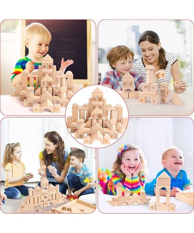 Wooden Building Blocks Set 82PCS Nature Beech Wooden Stacking Blocks with Wooden Storage Tray Montessori Toys for Kids $31.44...