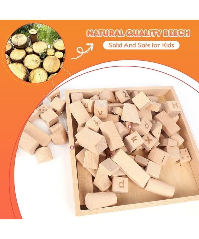 Wooden Building Blocks Set 82PCS Nature Beech Wooden Stacking Blocks with Wooden Storage Tray Montessori Toys for Kids $31.44...