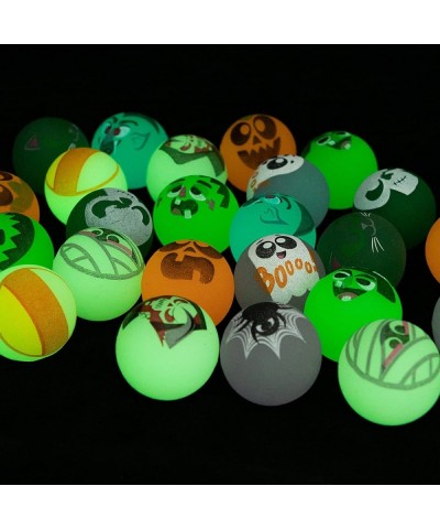 Halloween Bouncing Balls for Kids 96 pcs Halloween Theme Designs Glow in The Dark Bouncing Balls for Halloween Party and Supp...