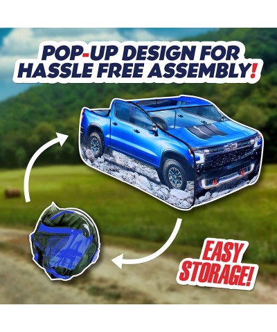 Chevy Silverado Pop Up Tent | Large Off-Road Pickup Truck Play Tent for Kids Blue $44.90 Kids' Play Tents & Tunnels