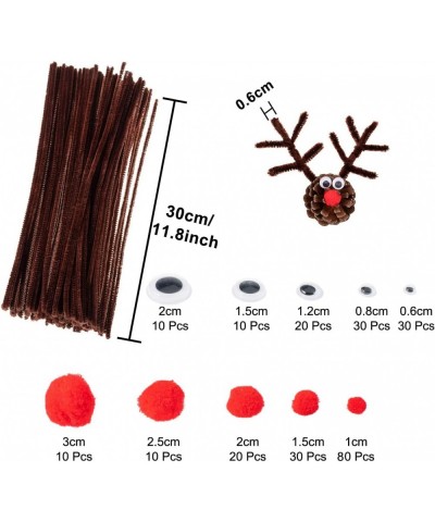 350 Pcs Brown Pipe Cleaners Set Including 100 Pcs Brown Craft Chenille Stems 100 Pcs Multi Sized Wiggle Googly Eyes and 150 P...