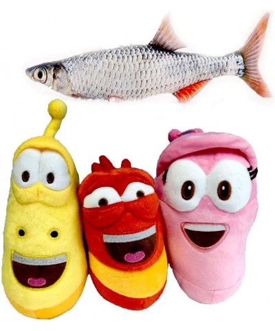 4pieces Plush Soft Toys Cute Insect Pink Yellow Red Worm Doll and Crucian Fish Soft Plush Toy Stuff Gift for Kids Children Xm...