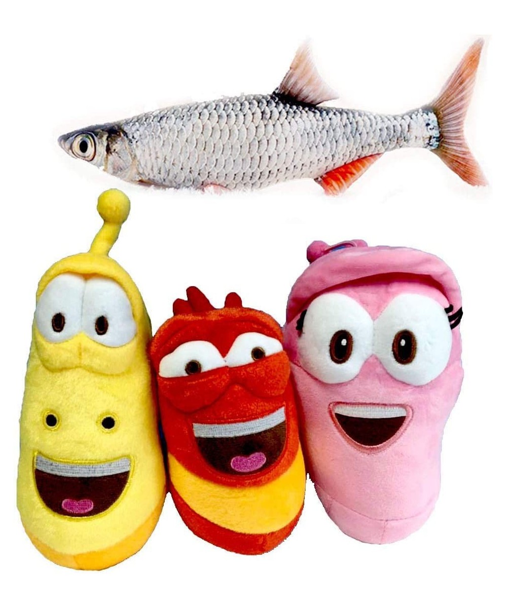 4pieces Plush Soft Toys Cute Insect Pink Yellow Red Worm Doll and Crucian Fish Soft Plush Toy Stuff Gift for Kids Children Xm...