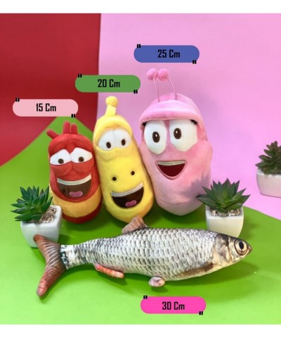 4pieces Plush Soft Toys Cute Insect Pink Yellow Red Worm Doll and Crucian Fish Soft Plush Toy Stuff Gift for Kids Children Xm...