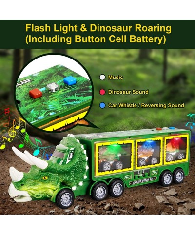 Dinosaur Toy Truck for Kids 3-7 with Flash Light Music & Roaring 10 in 1 Dinosaur Toys for Boys and Girls 3 Pull Back Dinosau...