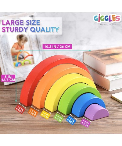 Wooden Rainbow Stacking Toy Playset – 6 Colorful Stacking Blocks & 12 Wooden People Rainbow Baby Toy Rainbow Stacker & Brain ...