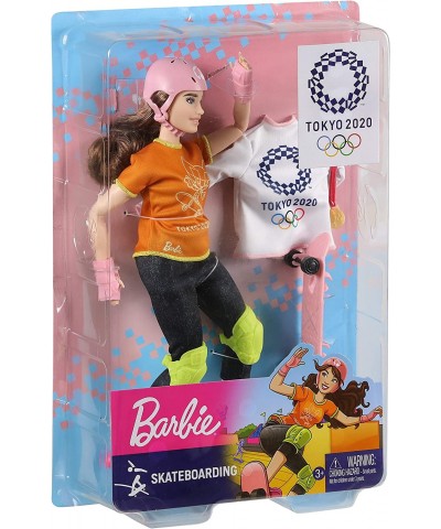 Olympic Games Tokyo 2020 Skateboarder Doll with Uniform Tokyo 2020 Jacket Medal Skateboard Wrist and Kneepads for Ages 3 and ...